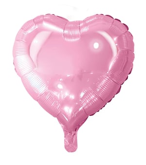 A pink heart-shaped balloon on a white background.