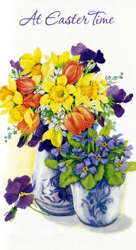 A greeting card that says at Easter time.