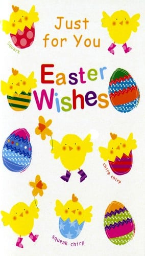 A greeting card that says "Just for you, Easter wishes."