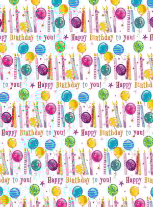 A seamless pattern with balloons and candles that says "Happy Birthday to you."