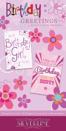 A package of open birthday greetings for females birthdays.