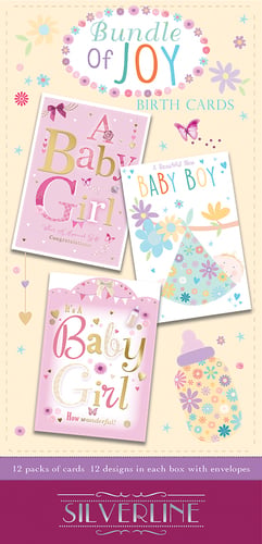 A bundle of joy birth cards from Silverline.
