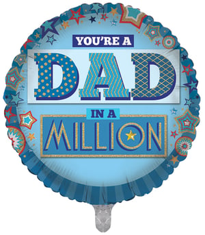 A blue balloon that says "you're a dad in a million".