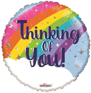 a balloon that says thinking of you on it