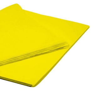 a stack of yellow paper on a white background