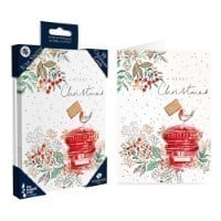 A box of Christmas cards with a red mailbox on it.