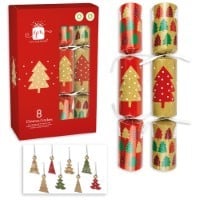 a box of christmas crackers with christmas trees on them