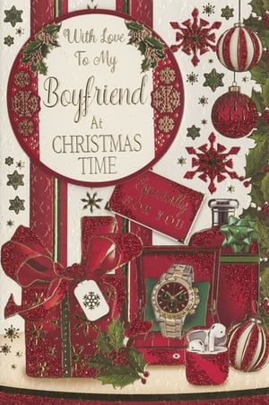 a christmas card with love to my boyfriend at christmas time