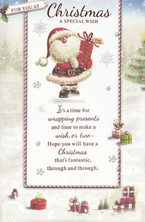 a christmas card that says for you at christmas a special wish
