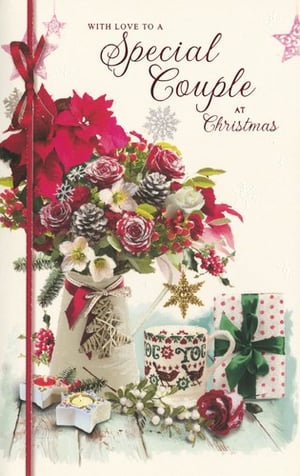 a christmas card that says with love to a special couple at christmas