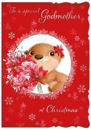 a christmas card that says to a special godmother at christmas