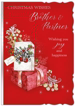 a christmas card for a brother and partner wishing you joy and happiness