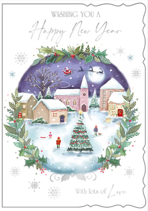 a christmas card wishing you a happy new year with lots of love