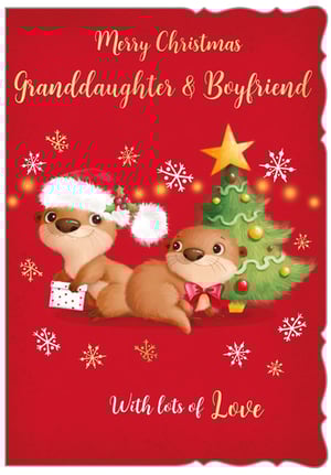 a merry christmas card for granddaughter and boyfriend
