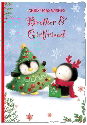 a christmas wishes card for a brother and girlfriend