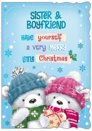 a christmas card that says sister and boyfriend have yourself a very merry little christmas