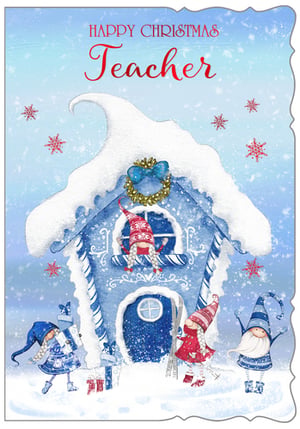 a christmas card that says happy christmas teacher