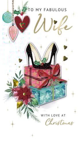 a christmas card that says to my fabulous wife with love at christmas