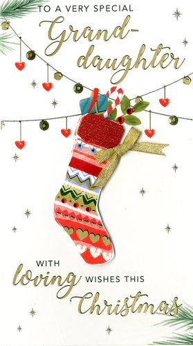 a christmas card for a very special granddaughter with loving wishes this christmas .