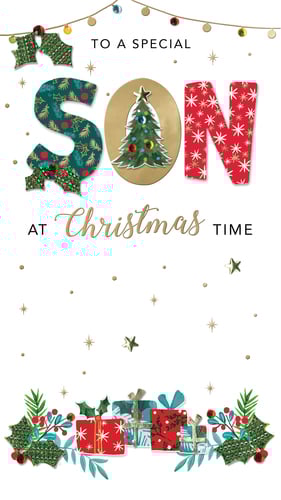 a christmas card that says to a special son at christmas time