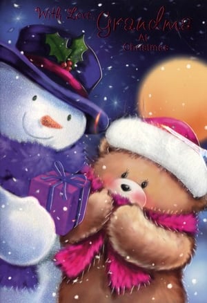 a christmas card with a snowman and a teddy bear