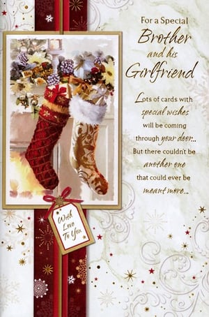 a christmas card for a special brother and his girlfriend