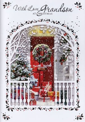 a christmas card that says with love grandson at christmas