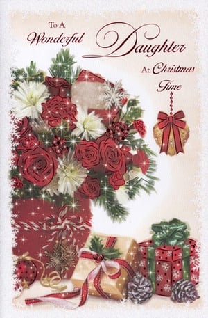 a christmas card that says to a wonderful daughter at christmas time