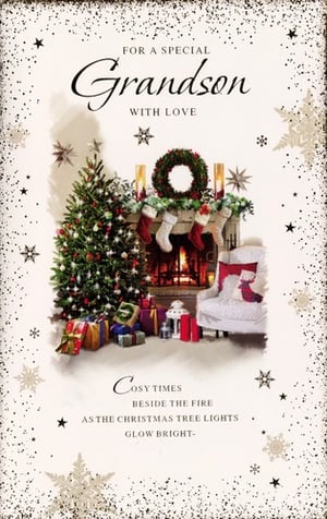 a christmas card for a special grandson with love