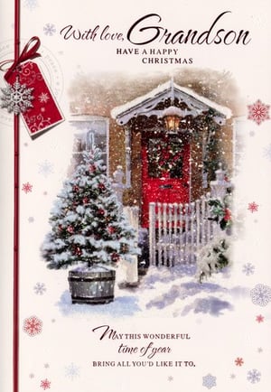 a christmas card for a grandson wishing them a happy christmas