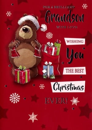 a christmas card for grandson wishing you the best christmas ever