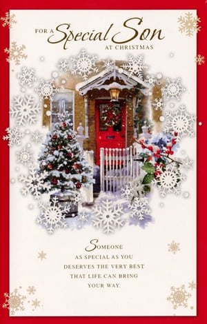 a christmas card that says for a special son at christmas