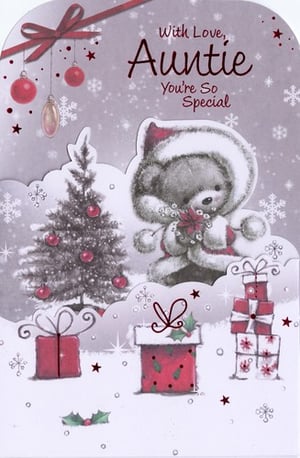a christmas card that says " with love auntie you 're so special "