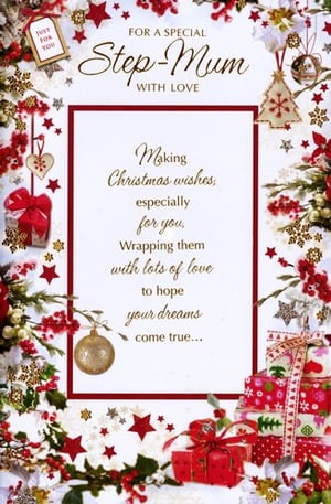 a christmas card for a special step mum with love