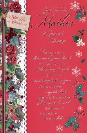 a christmas card that says just for your mother a special message