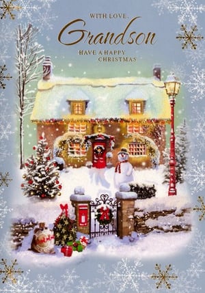 a christmas card wishing grandson a happy christmas