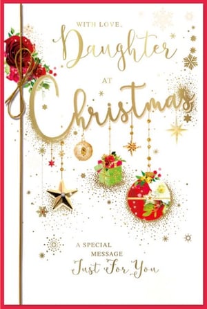 a christmas card that says with love daughter at christmas