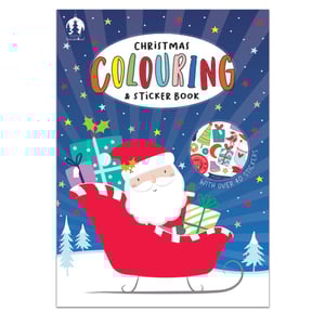 a christmas colouring and sticker book with santa on the cover