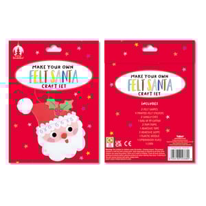 the front and back of a make your own felt santa craft set