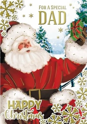 a christmas card for a special dad with santa claus on it