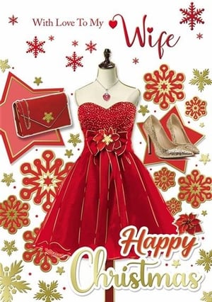 a christmas card for a wife with a red dress and shoes