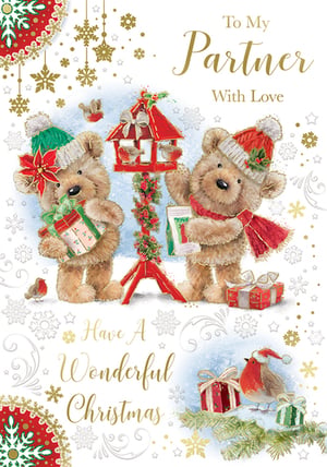 a christmas card that says to my partner with love
