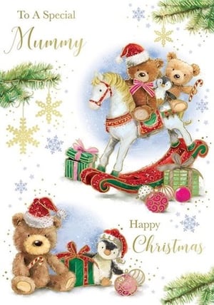 a christmas card for a special mummy with teddy bears and a rocking horse .