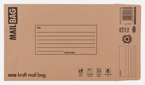 a brown mail bag that says eco kraft mail bag