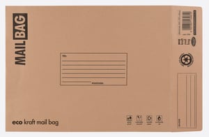 a brown mail bag that says eco kraft mail bag on it