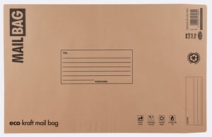 a brown mail bag that says eco kraft mail bag