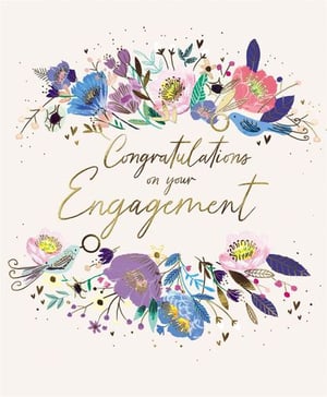congratulations on your engagement card with flowers and leaves