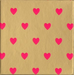 a brown background with pink hearts on it