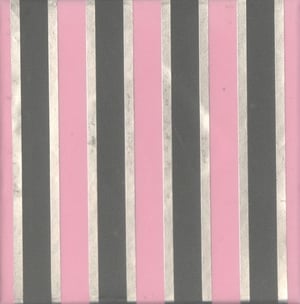 a pink and gray striped background with silver stripes