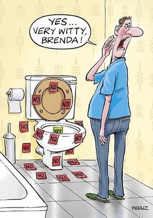 Add a touch of everyday humour to your greeting card display with our "Open Humorous" card, supplied by Ling. This delightful design features a classic domestic scenario: a man's amused exasperation at a toilet covered in "NO" notes, with a single "YES" inside, prompting his comment, "YES... VERY WITTY, BRENDA!" It's a wonderfully relatable and witty card that's sure to resonate with many customers. Perfect for those who enjoy a light-hearted joke, this card is a fantastic addition to any collection. Available in a convenient pack of 6, it's ready to charm your shoppers.